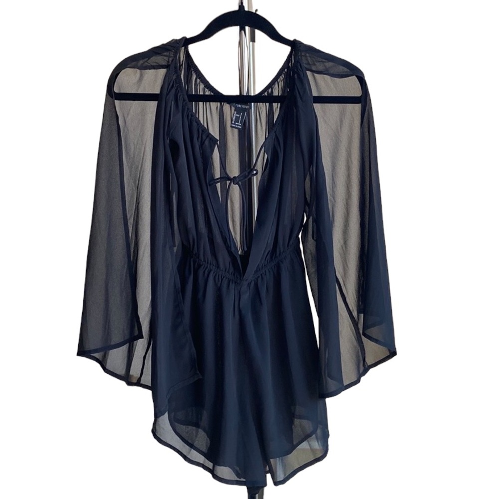 ✨Forever 21✨ Black Sheer Romper Size S